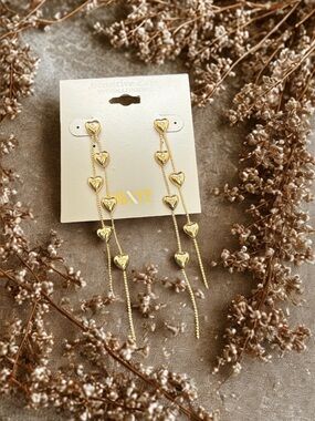 💛MIXIT💛Gold-Tone Heart Chain Drop Earrings/NWT